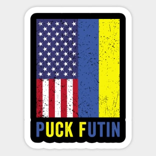 Puck Futin Retro American Ukrainian Flag Sticker